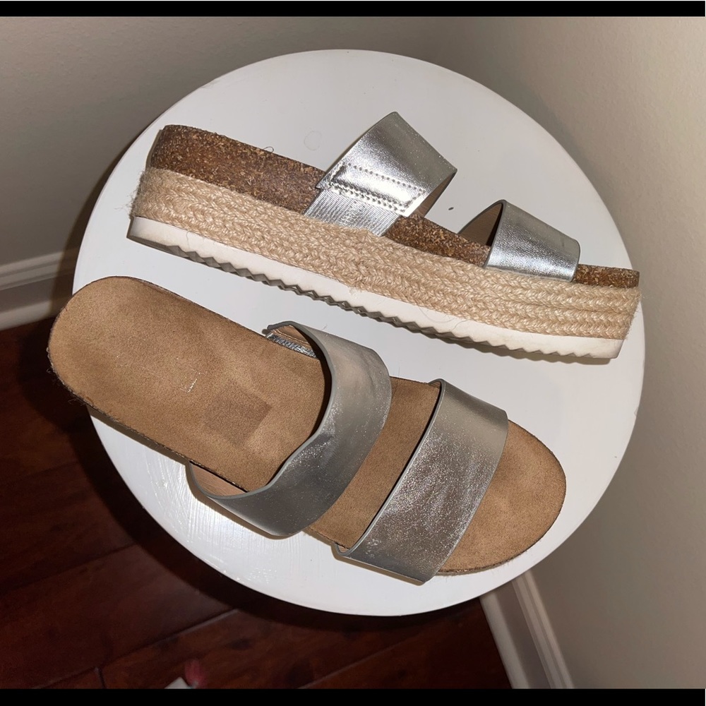Silver platform sandals